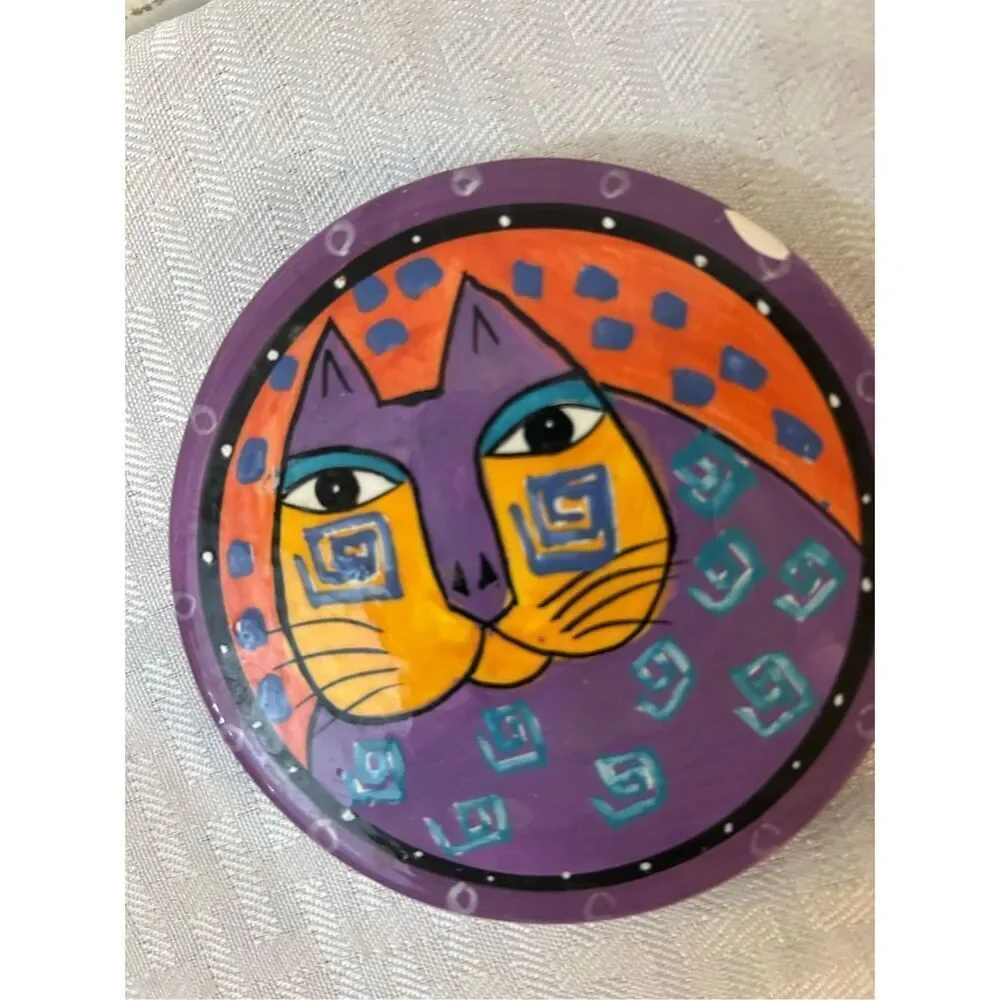 Laurel Burch Cat lady 3 coaster metal holder‎